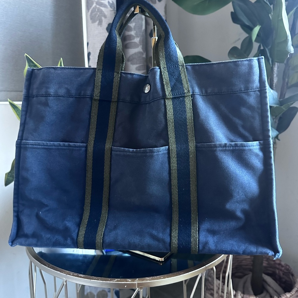 Hèrmes Blue Canvas Tote Bag - Picture 10 of 10